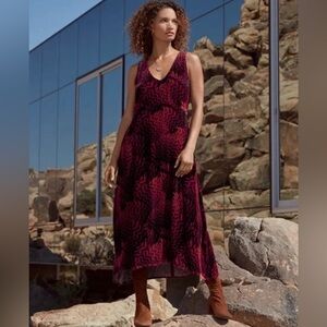 Johnny Was Belle Velvet red black women tank casual midi dress size XS NWT